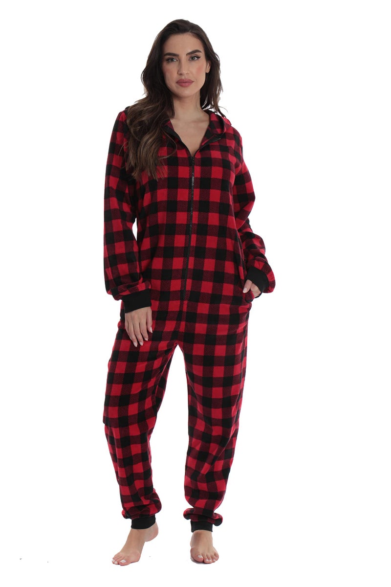 #followme Family Pajamas Buffalo Plaid Microfleece Mens Adult Onesie 6754-10195-XXL - Image 2